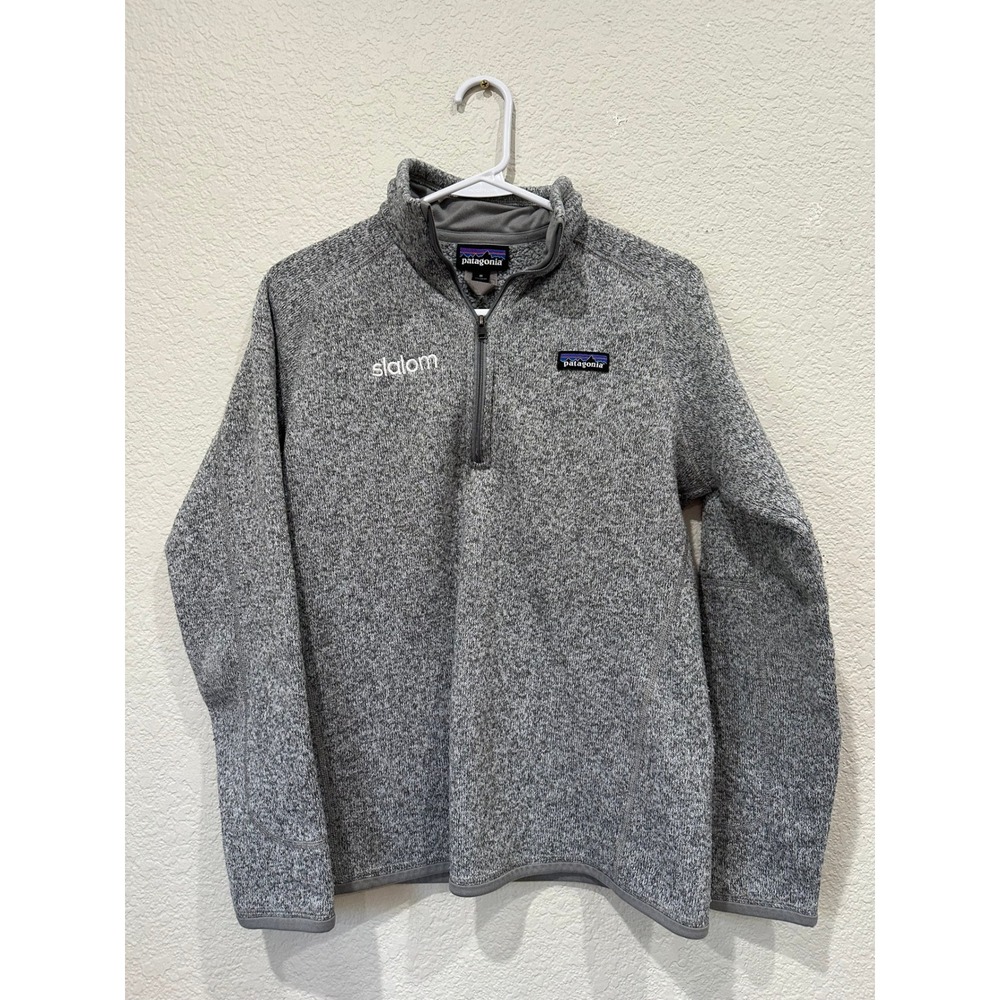 Patagonia Better Sweater 1/4 Zip Fleece Pullover Gray Slalom Logo Womens M